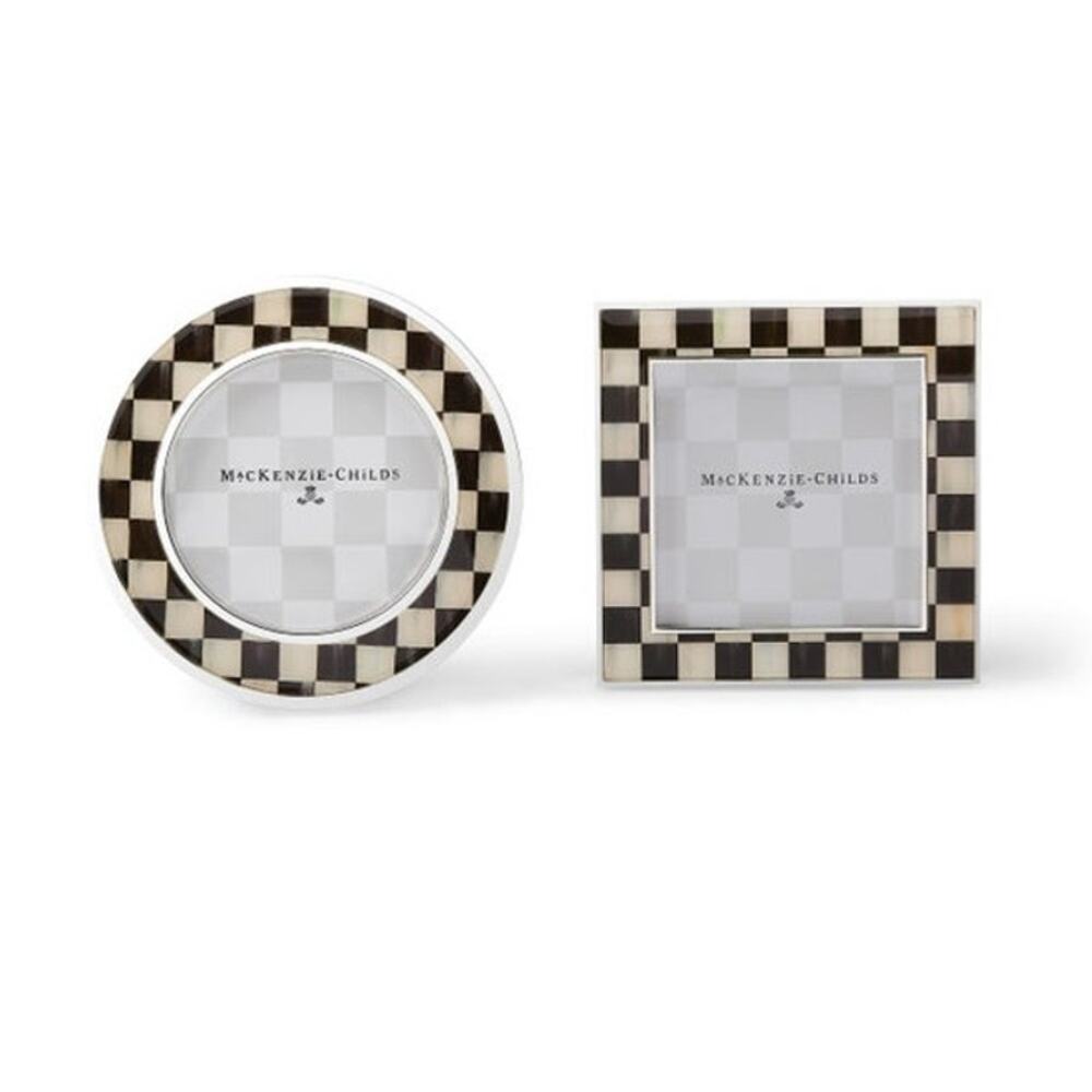 NEW MacKenzie-Childs Courtly Check Silver Plated Frames Set of 2 in Gift Box
